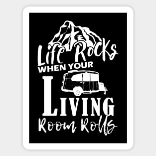 "Life Rocks" White Imprint Back- Airstream Basecamp T-Shirt Magnet